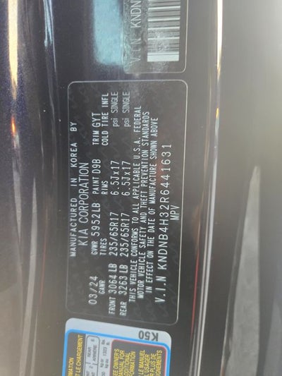 2024 Kia Carnival LX Seat Package